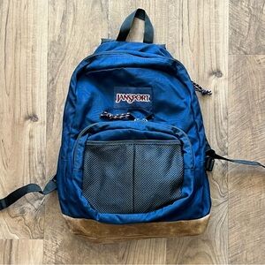 Jansport Suede Bottom Blue and Brown Backpack Camp School